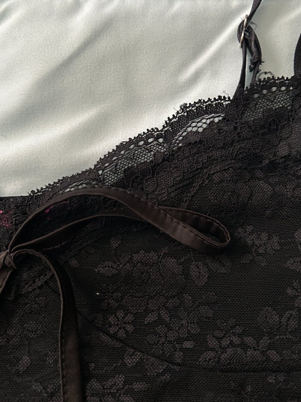 Edikted Sheer Black Lace Camisole Tank Top Women's Extra Small Y2K Front-Tie - Picture 8 of 10